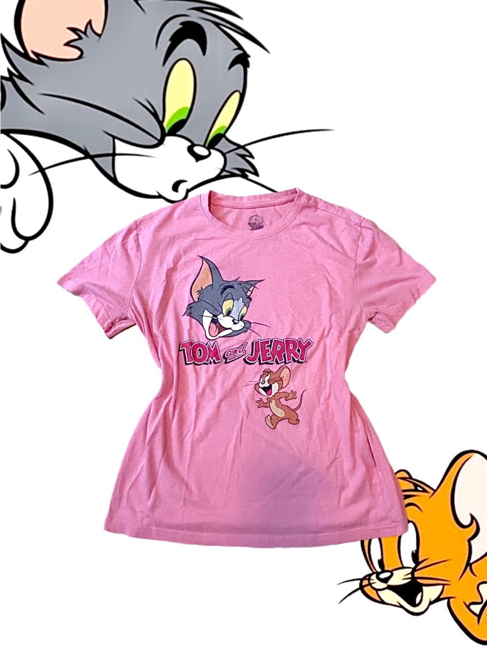 Tom and Jerry vintage Pink Graphic Tee Licensed Cartoon T-Shirt